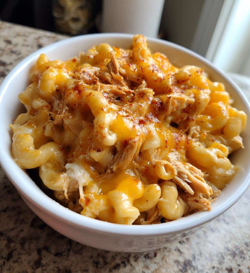 Crockpot Honey Pepper Chicken Mac and Cheese