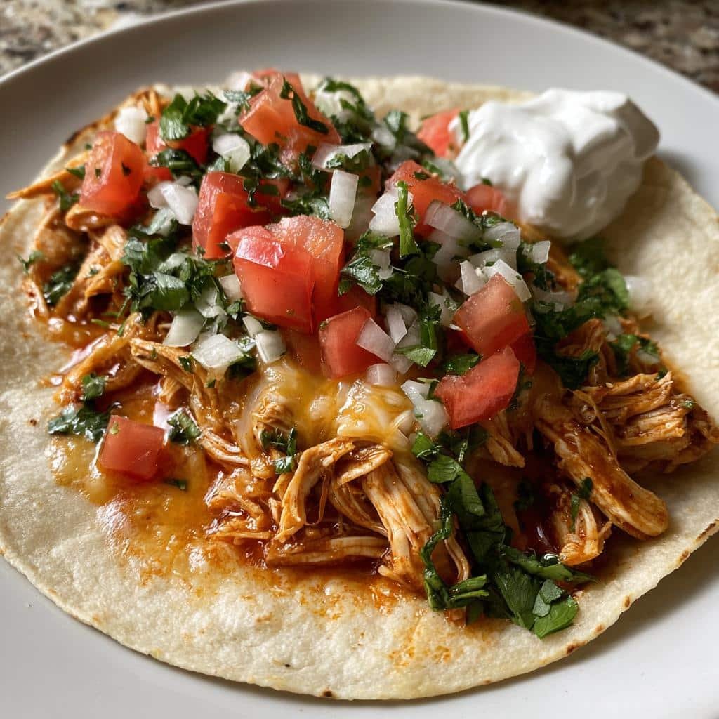 Crockpot QUESO CHICKEN TACOS