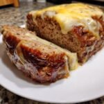 Easy Crockpot French Onion Meatloaf with Melted Swiss Cheese