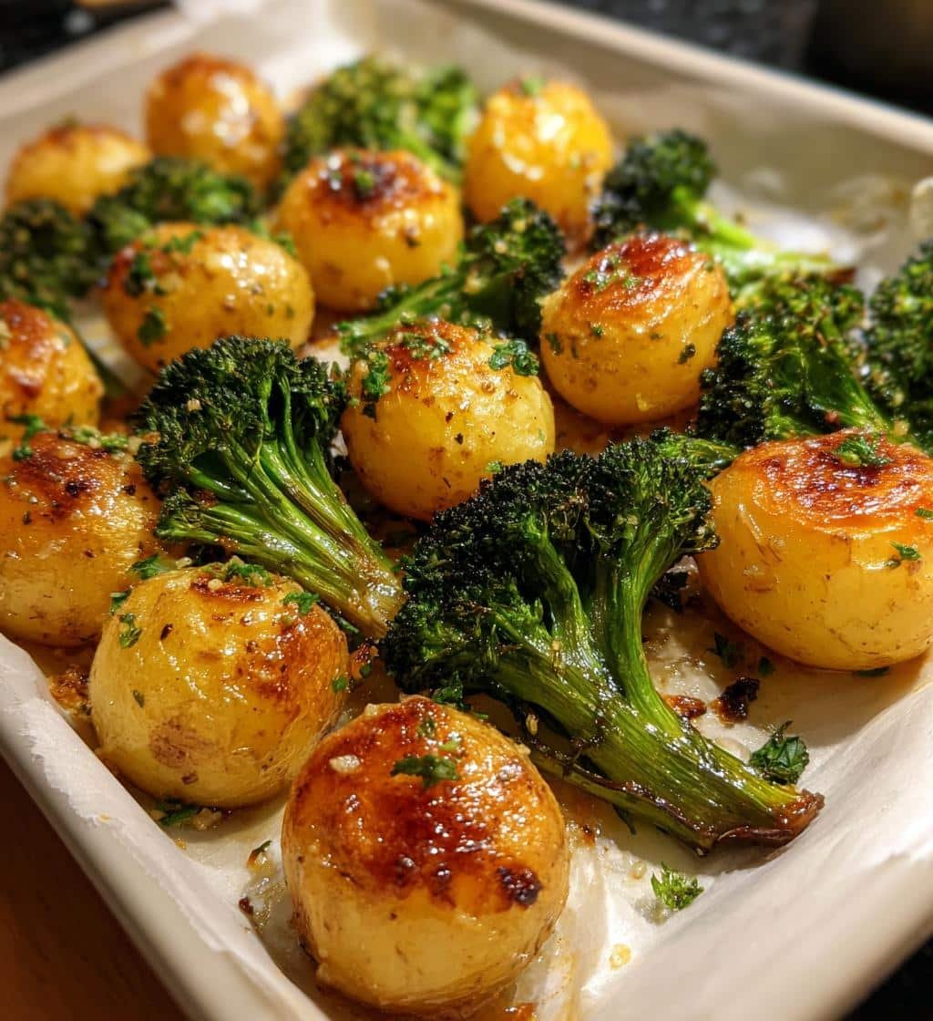 Easy Healthy Sheet Pan Garlic Butter Potatoes & Broccoli - detail 1