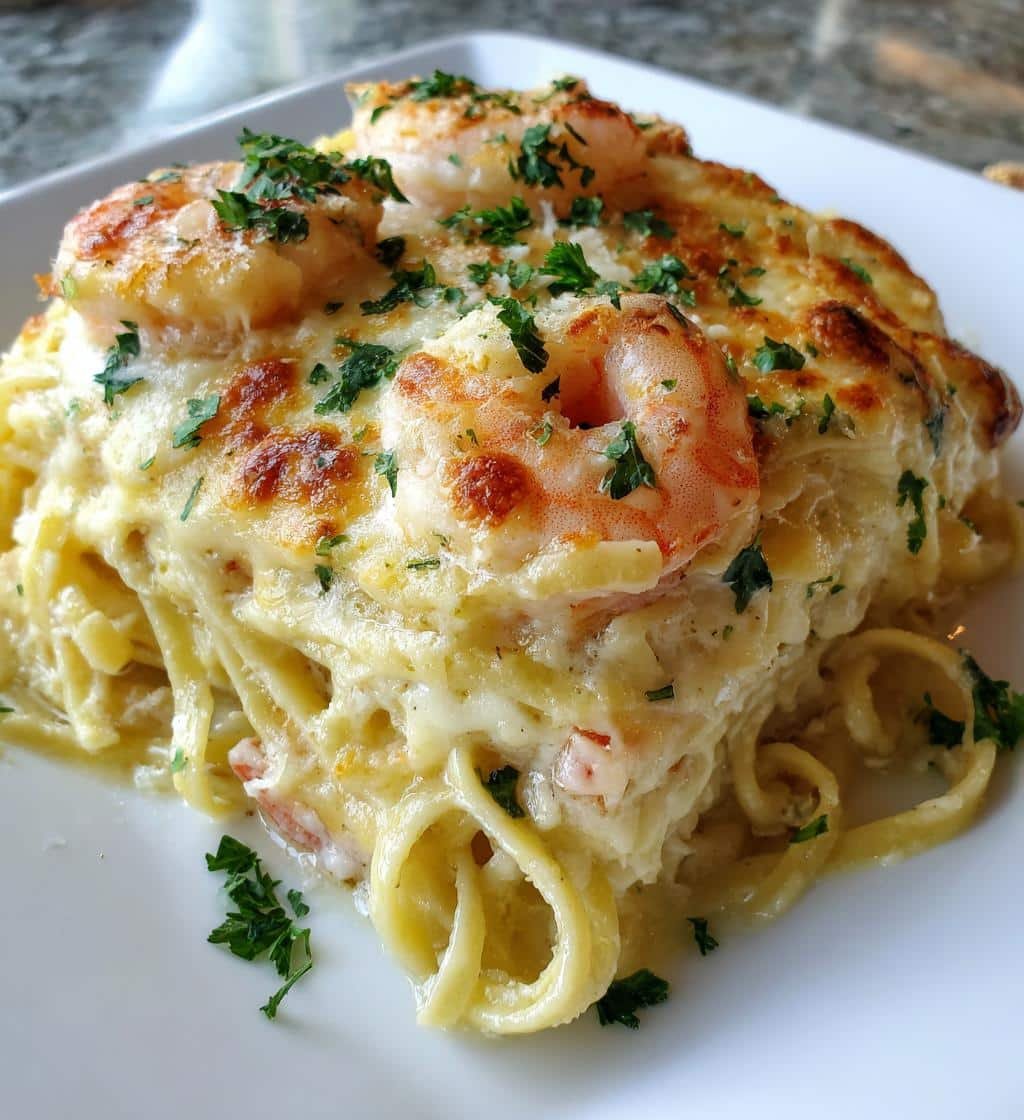 Easy Shrimp Scampi Pasta Bake