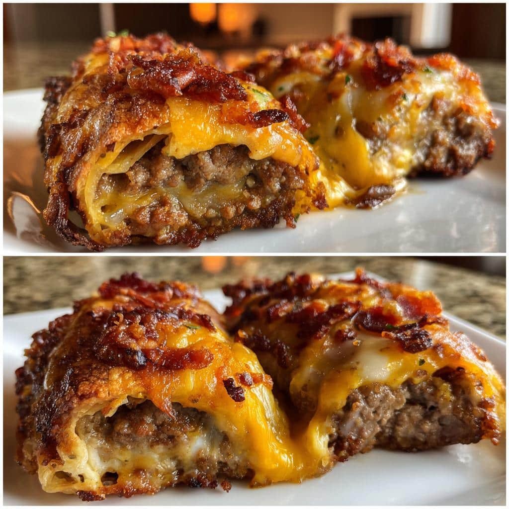 Easy Irresistible Garlic Butter Bacon Cheeseburger Rollups 4 Garlic Butter Bacon Cheeseburger Rollups - detail 1