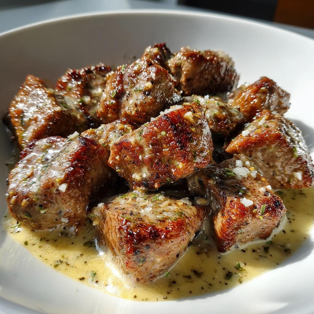 20-Minute Garlic Butter Steak Bites with Heavenly Parmesan Sauce 4 Garlic Butter Steak Bites with Parmesan Cream Sauce - detail 1