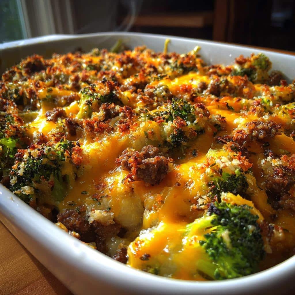 45-Minute Ground Beef and Broccoli Bake Heaven 4 Ground Beef and Broccoli Bake - detail 1