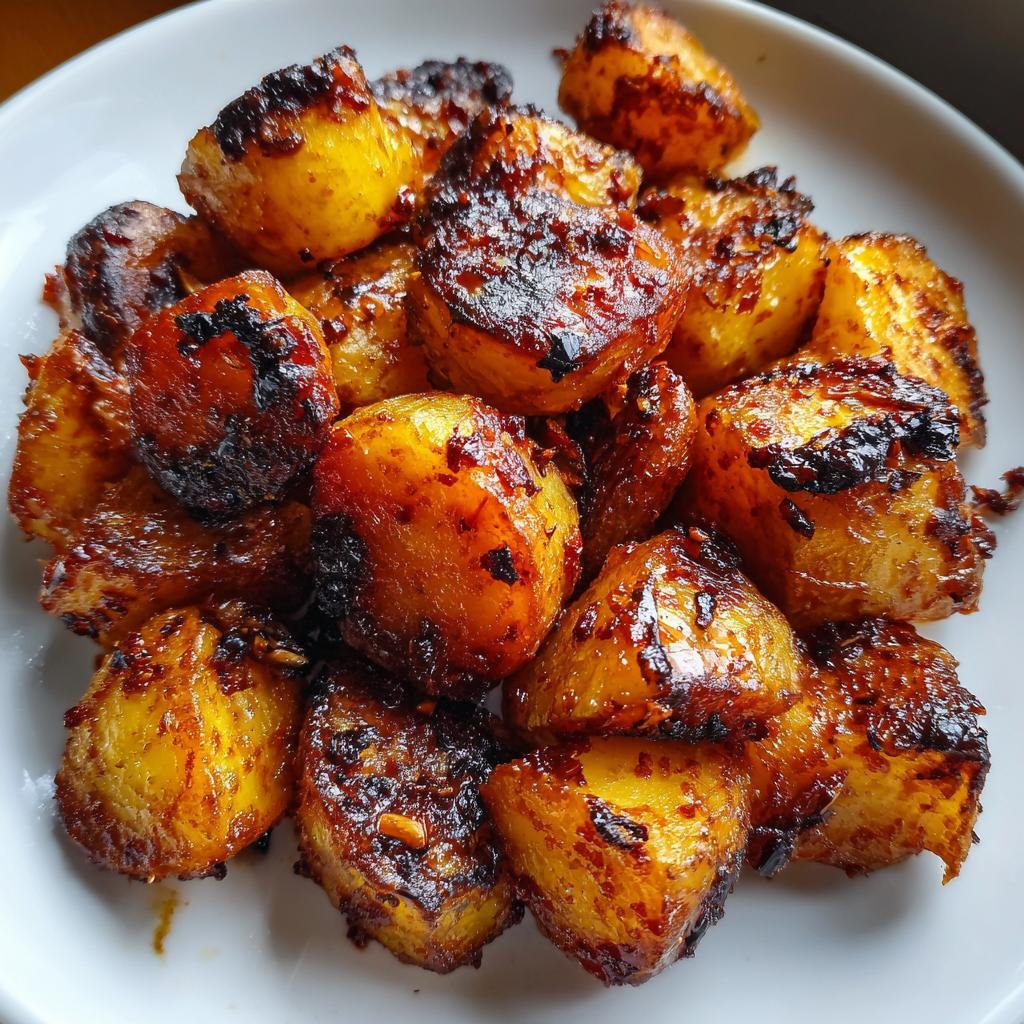 Healthy Air Fryer Spicy Black Garlic Potatoes