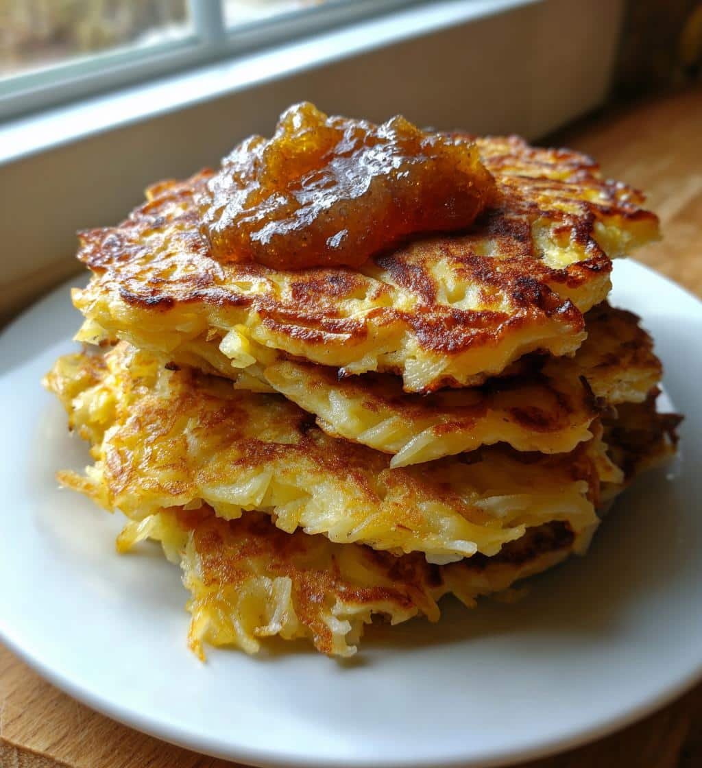 Healthy Breakfast Potato Pancakes with Apple Butter