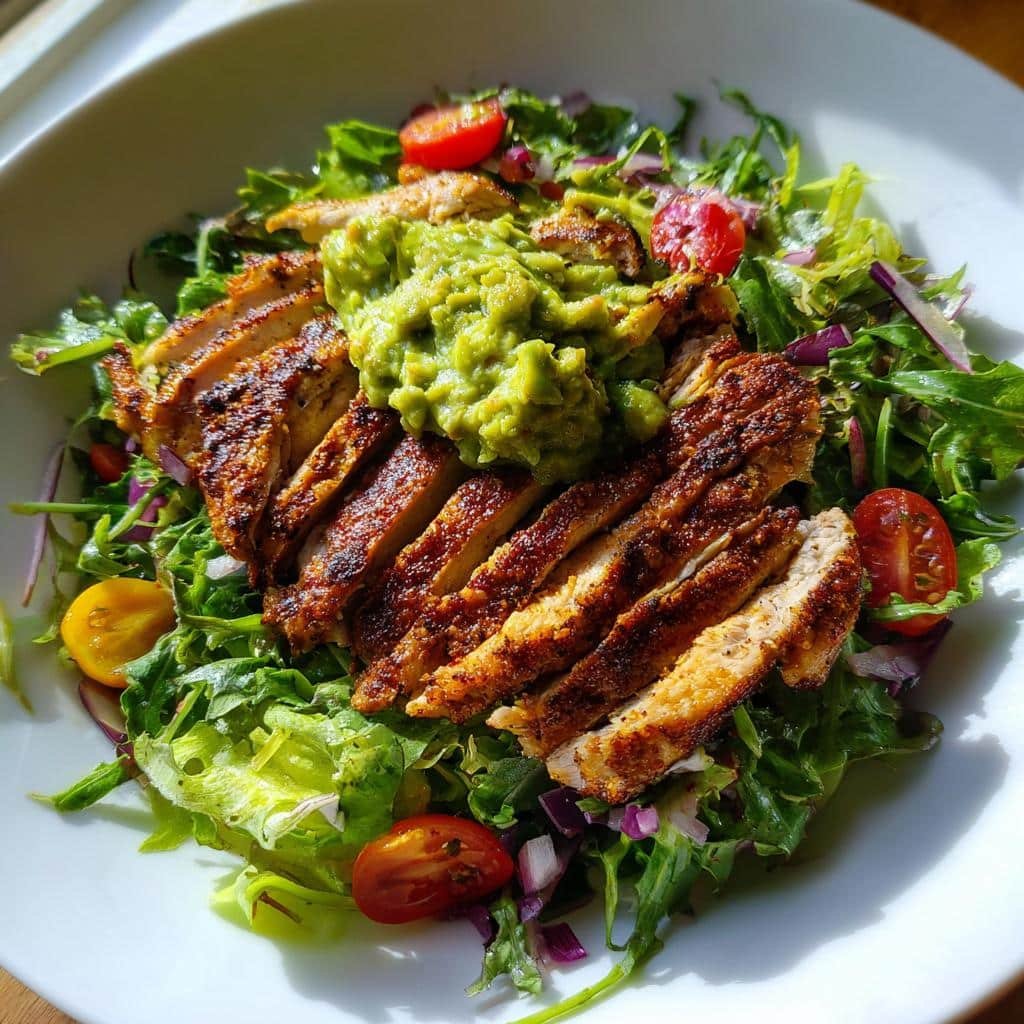 Healthy Cajun Chicken Salad with Guacamole