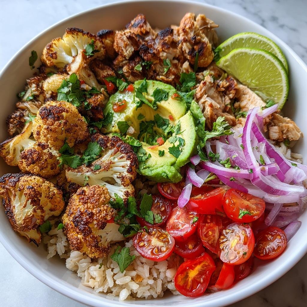 Healthy Cauliflower Chicken Burrito Bowls - detail 1