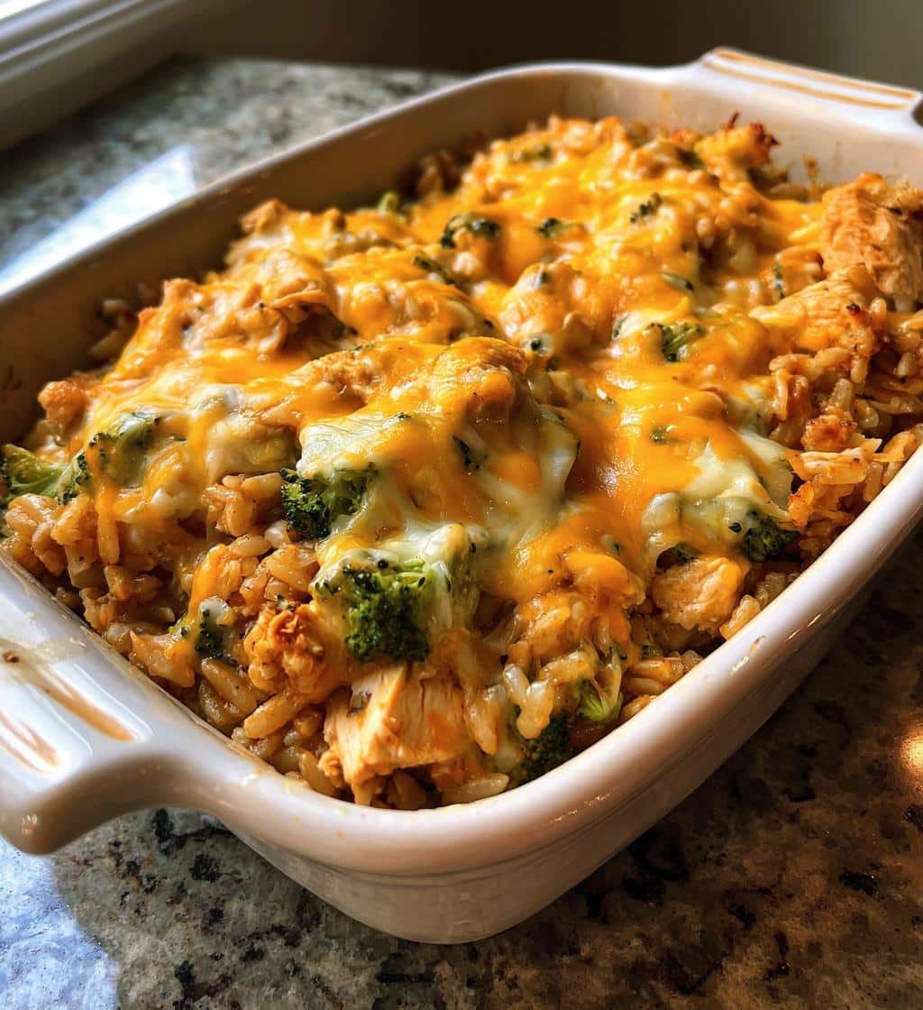 Healthy Cheesy Farro Chicken Broccoli Casserole