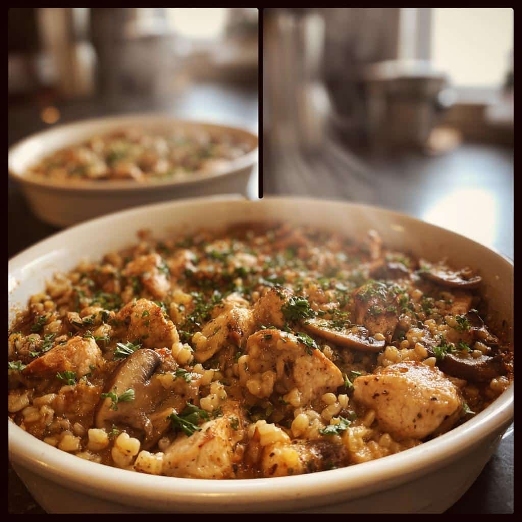 Healthy Chicken Mushroom Barley Caaserole - detail 1