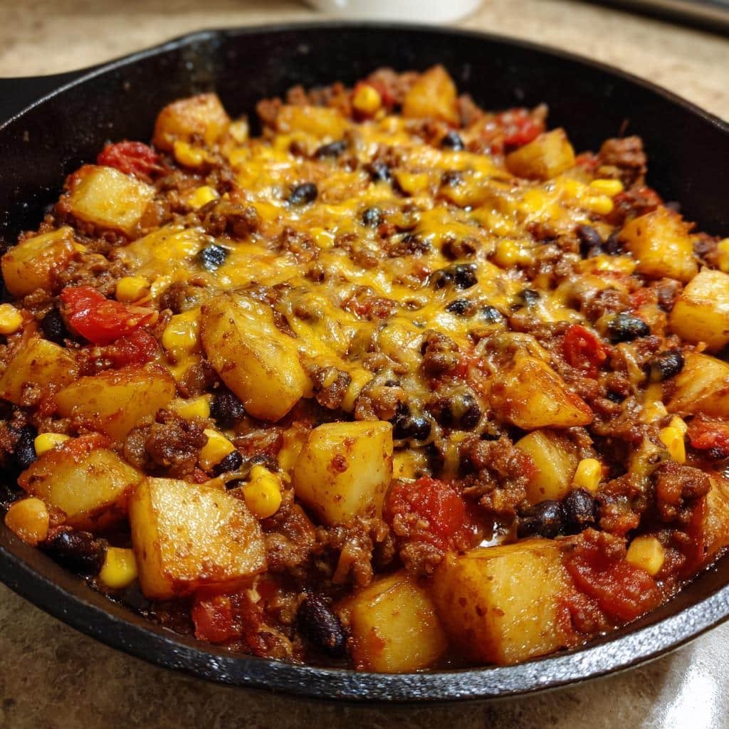 Healthy Chili Cheese Potato Skillet