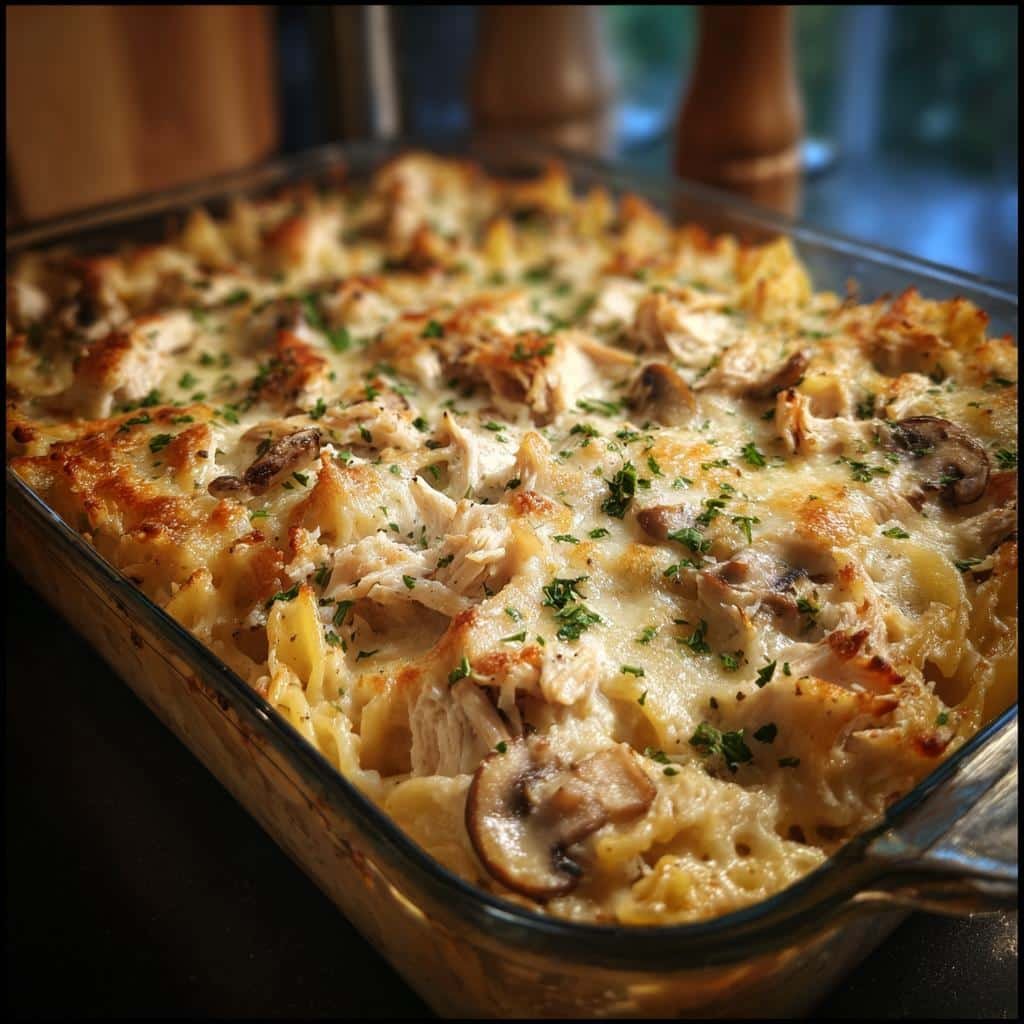 Healthy Creamy Chicken Tetrazzini with Mushroom Soup