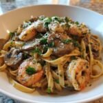 Healthy Creamy Shrimp Pasta with Mushrooms