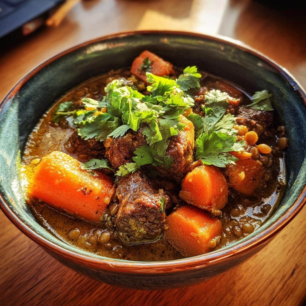 Hearty 7-Hour Crockpot Beef & Lentil Moroccan Stew Bliss 4 Healthy Crockpot Beef & Lentil Moroccan Stew - detail 1