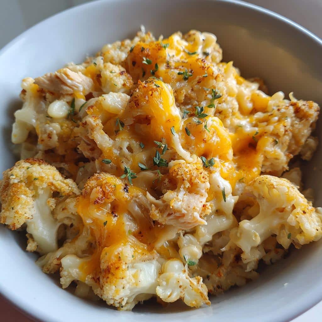 Healthy Crockpot Cauliflower Mac & Cheese with Chicken - detail 1