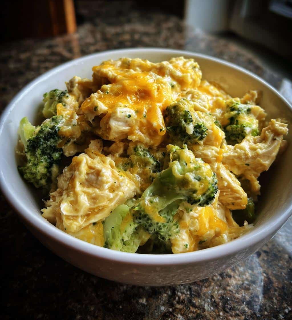 Healthy Crockpot Cheesy Chicken and Broccoli Casserole