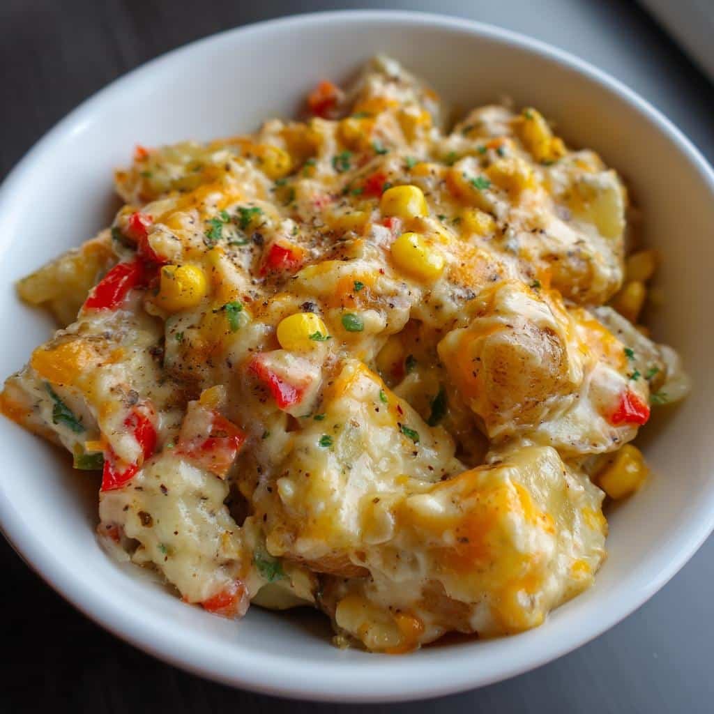 Healthy Crockpot Cheesy FIESTA POTATOES