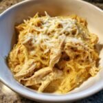 Healthy Crockpot Chicken Alfredo Spaghetti Squash