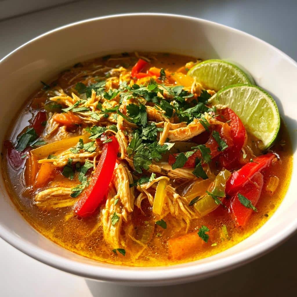 Healthy Crockpot Chicken Fajita Soup - detail 1