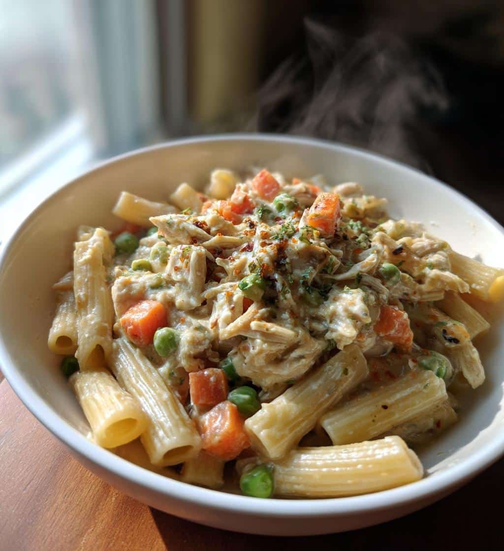 Healthy Crockpot Chicken Pot Pie Pasta