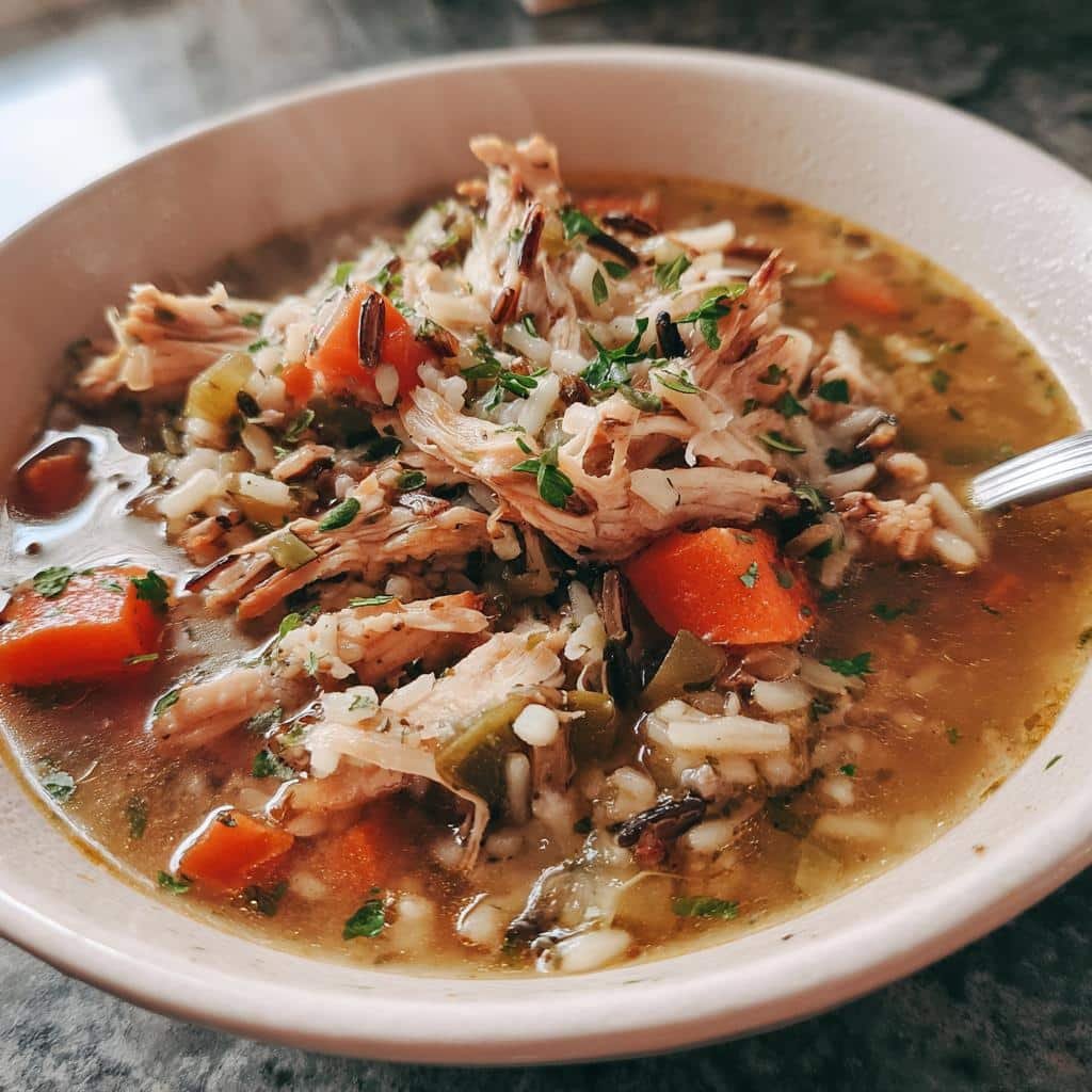 Healthy Crockpot Chicken & Wild Rice Stew - detail 1