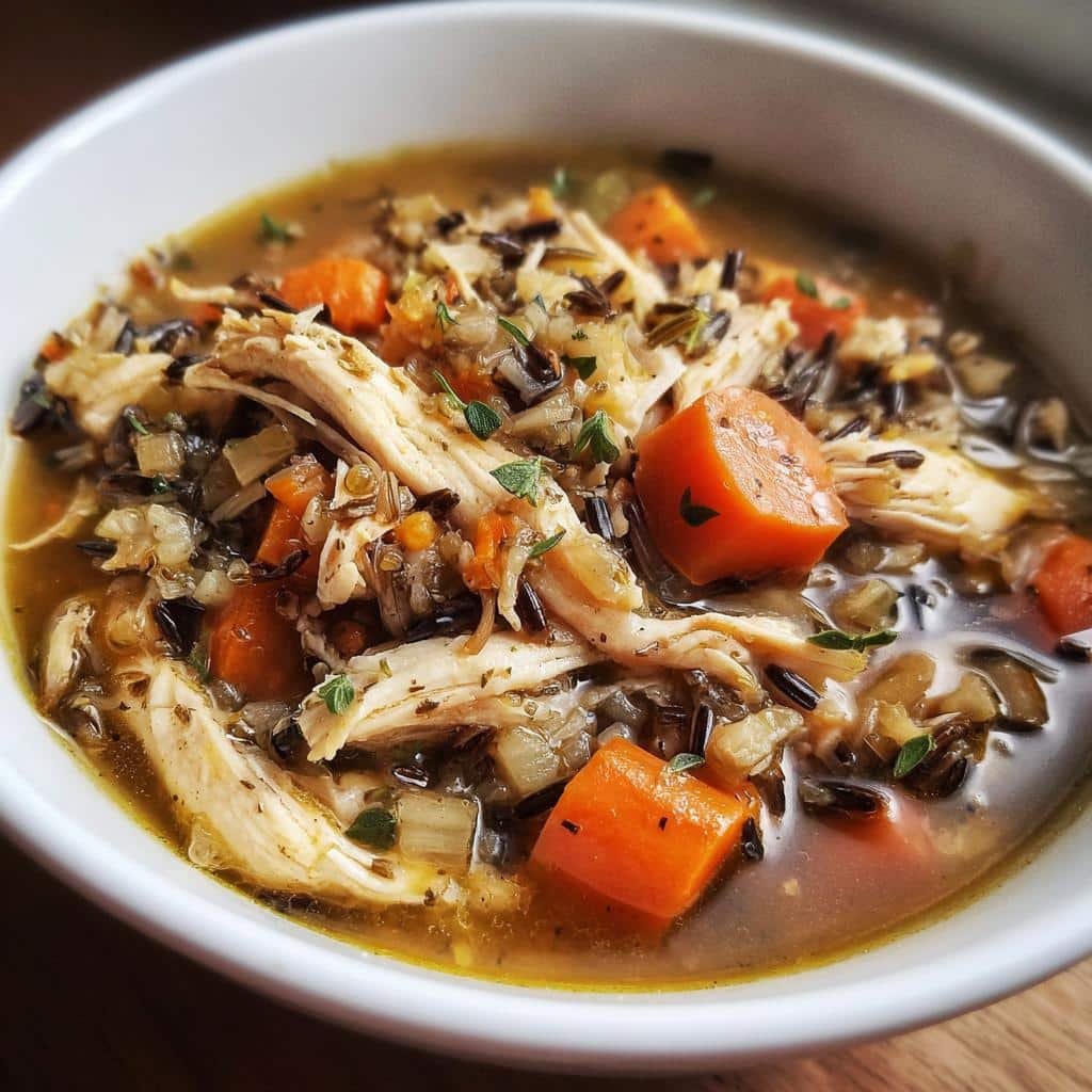 Healthy Crockpot Chicken & Wild Rice Stew
