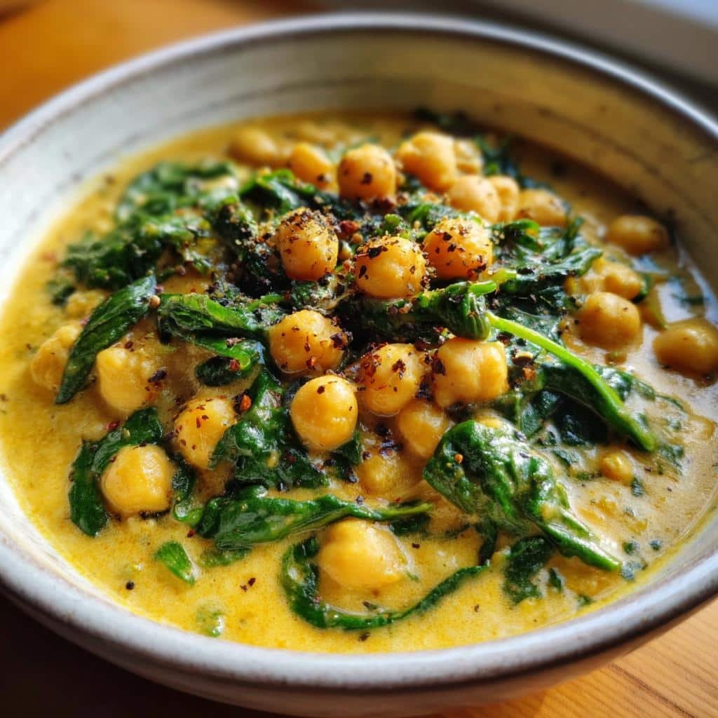 Healthy Crockpot Chickpea & Spinach Masala