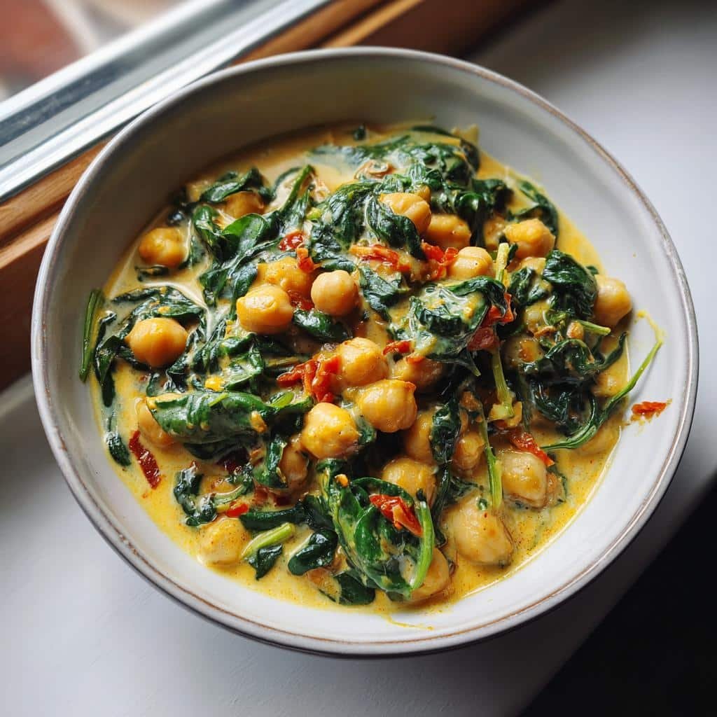 Healthy Crockpot Chickpea & Spinach Masala