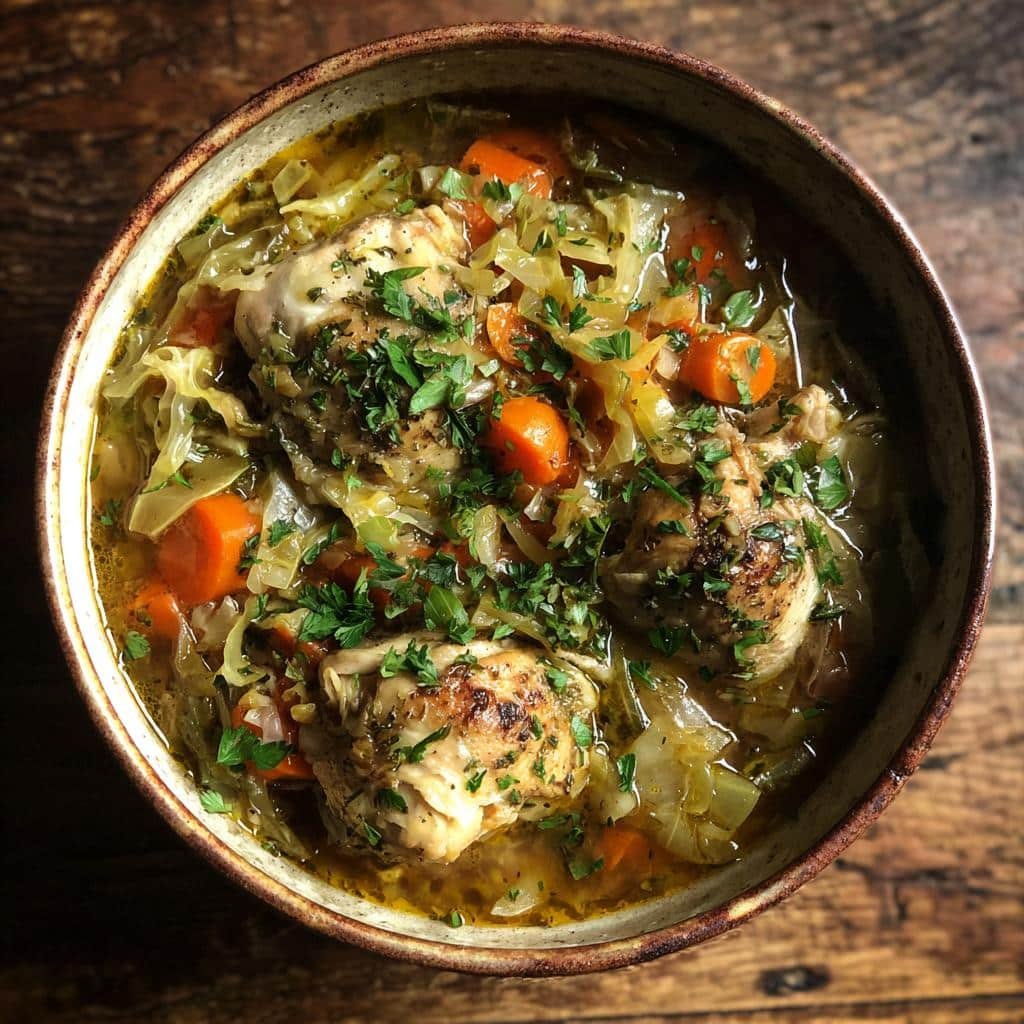 Healthy Crockpot Herbed Chicken & Cabbage Stew - detail 1