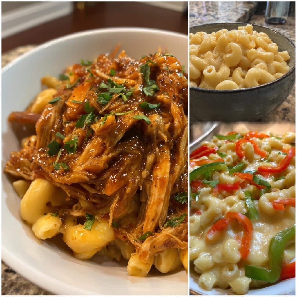 Healthy Crockpot Spicy Honey Pepper Chicken with Creamy Macaroni Cheese
