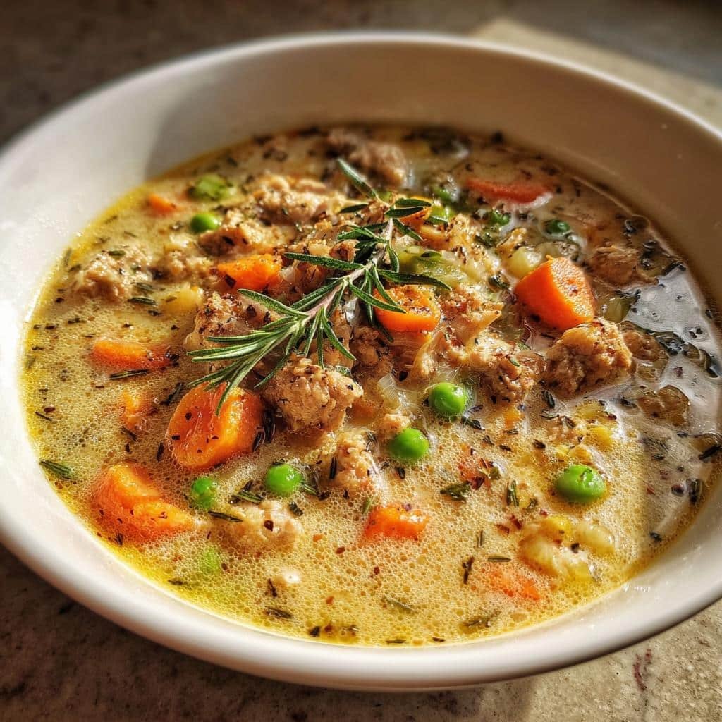 Healthy Crockpot Turkey Pot Pie Soup - detail 1