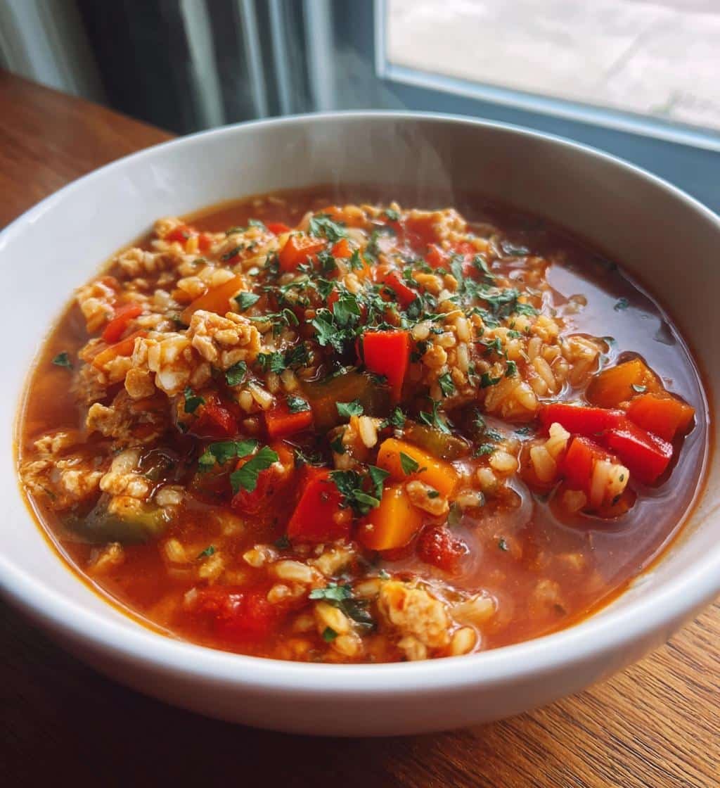Hearty 6-Ingredient Healthy Crockpot Turkey Stuffed Pepper Soup 4 Healthy Crockpot Turkey Stuffed Pepper Soup - detail 1