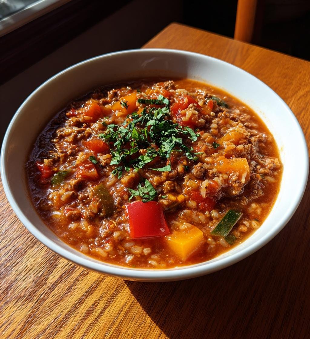 Healthy Crockpot Turkey Stuffed Pepper Soup