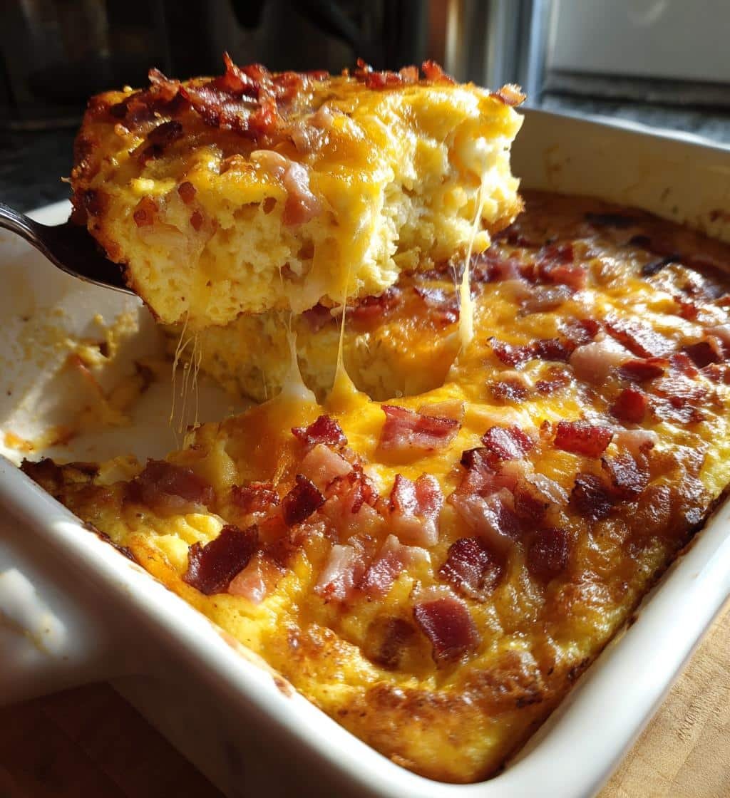 Healthy Easy Bacon Egg and Cheese Biscuit Bake