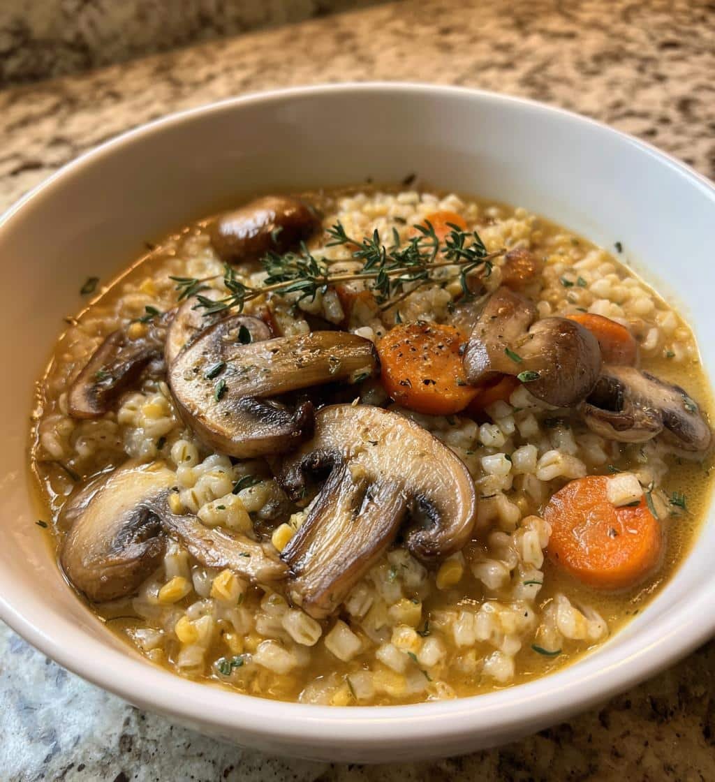 Healthy Easy Creamy Mushroom Barley Soup - detail 1
