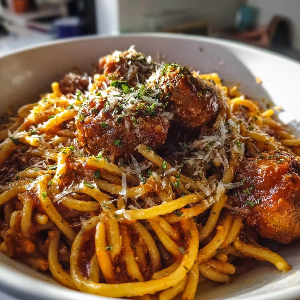 Healthy Easy Crockpot Pasta And Meatballs