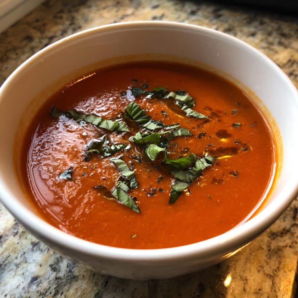 Healthy Easy Crockpot Tomato Basil Soup - detail 1