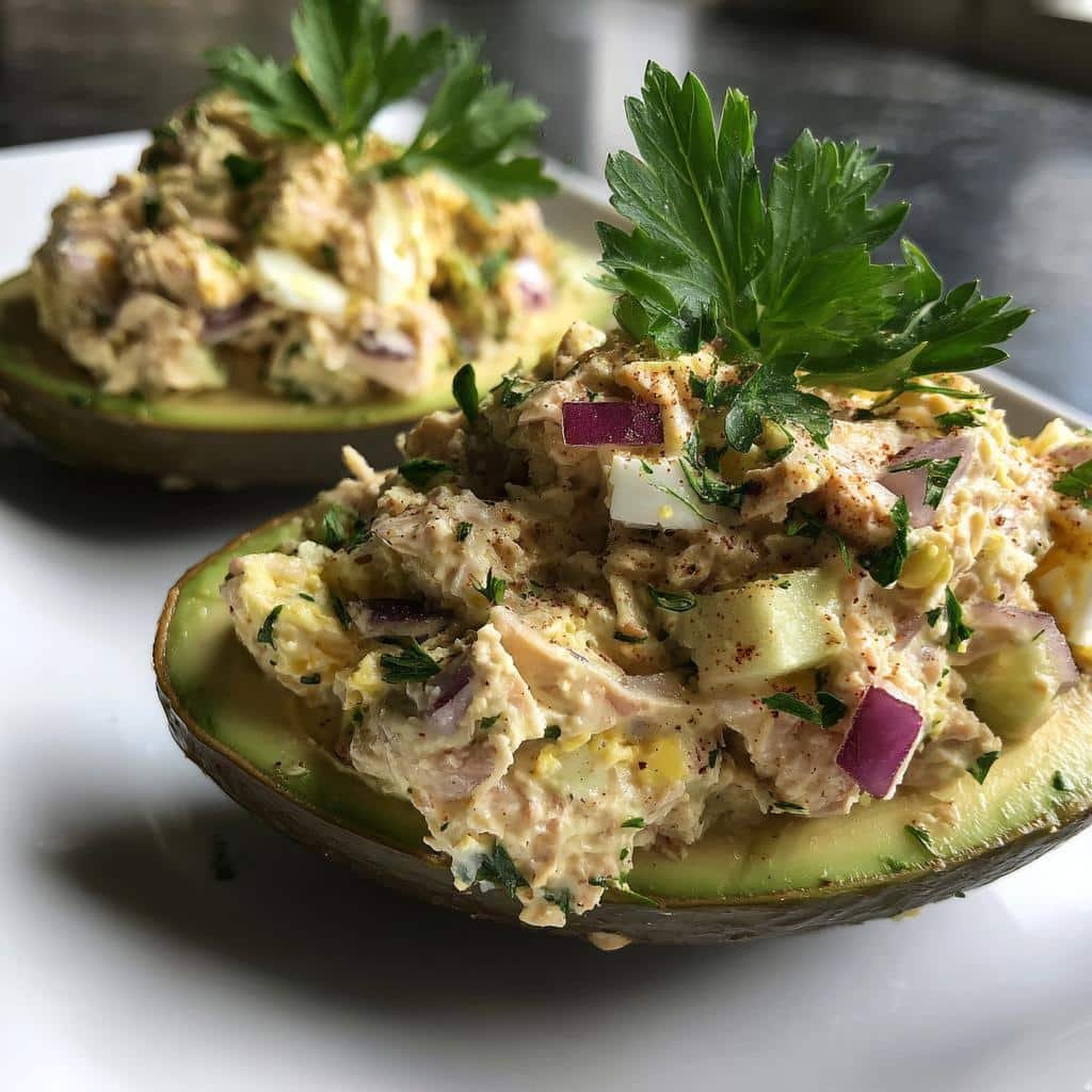 Healthy Egg and Tuna Salad Stuffed Avocado - detail 1