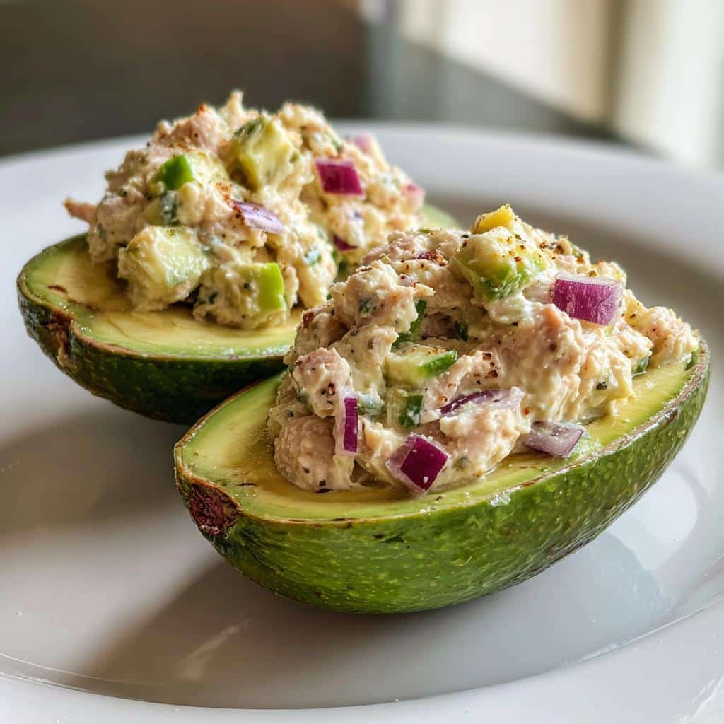 Healthy Egg and Tuna Salad Stuffed Avocado