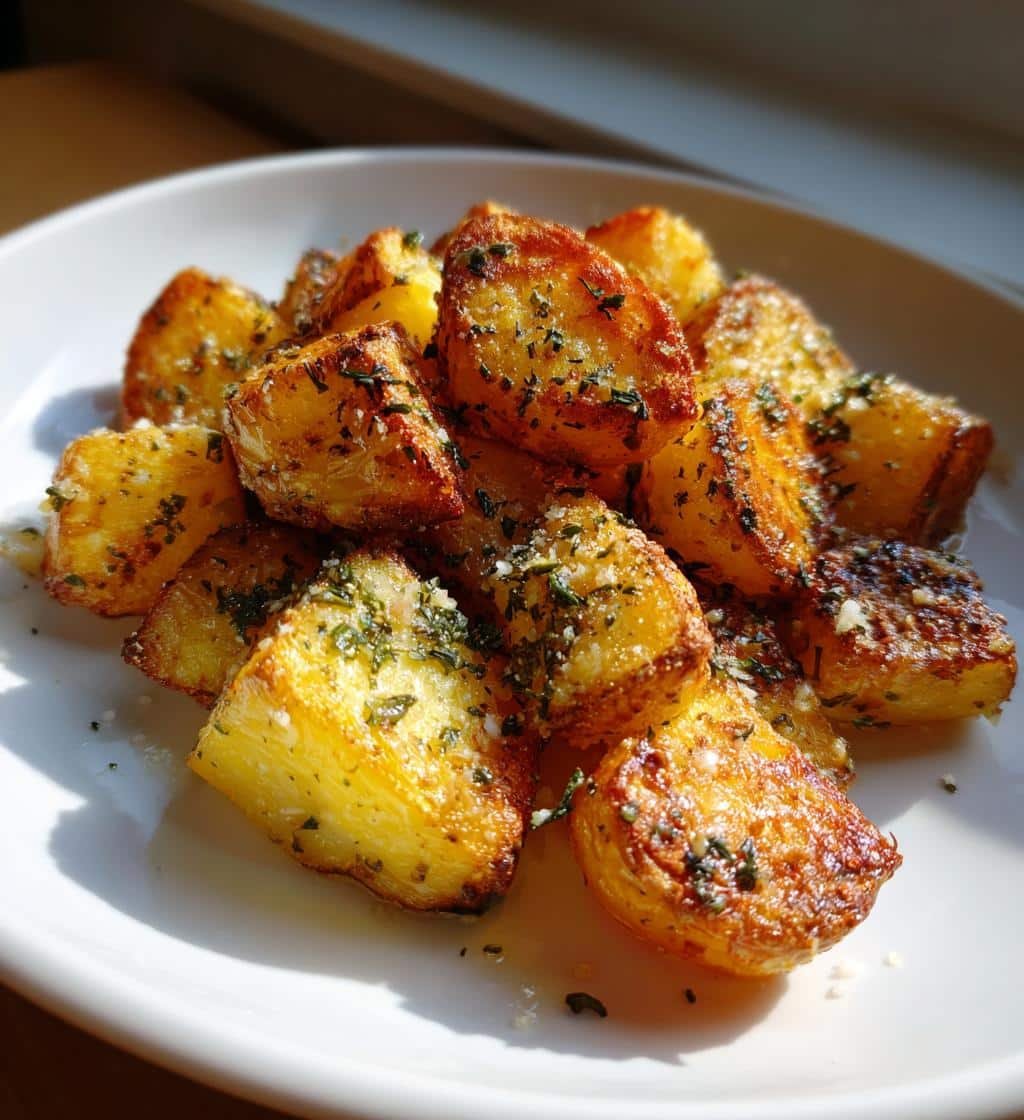 Healthy Garlic Parmesan Crispy Herb Potatoes