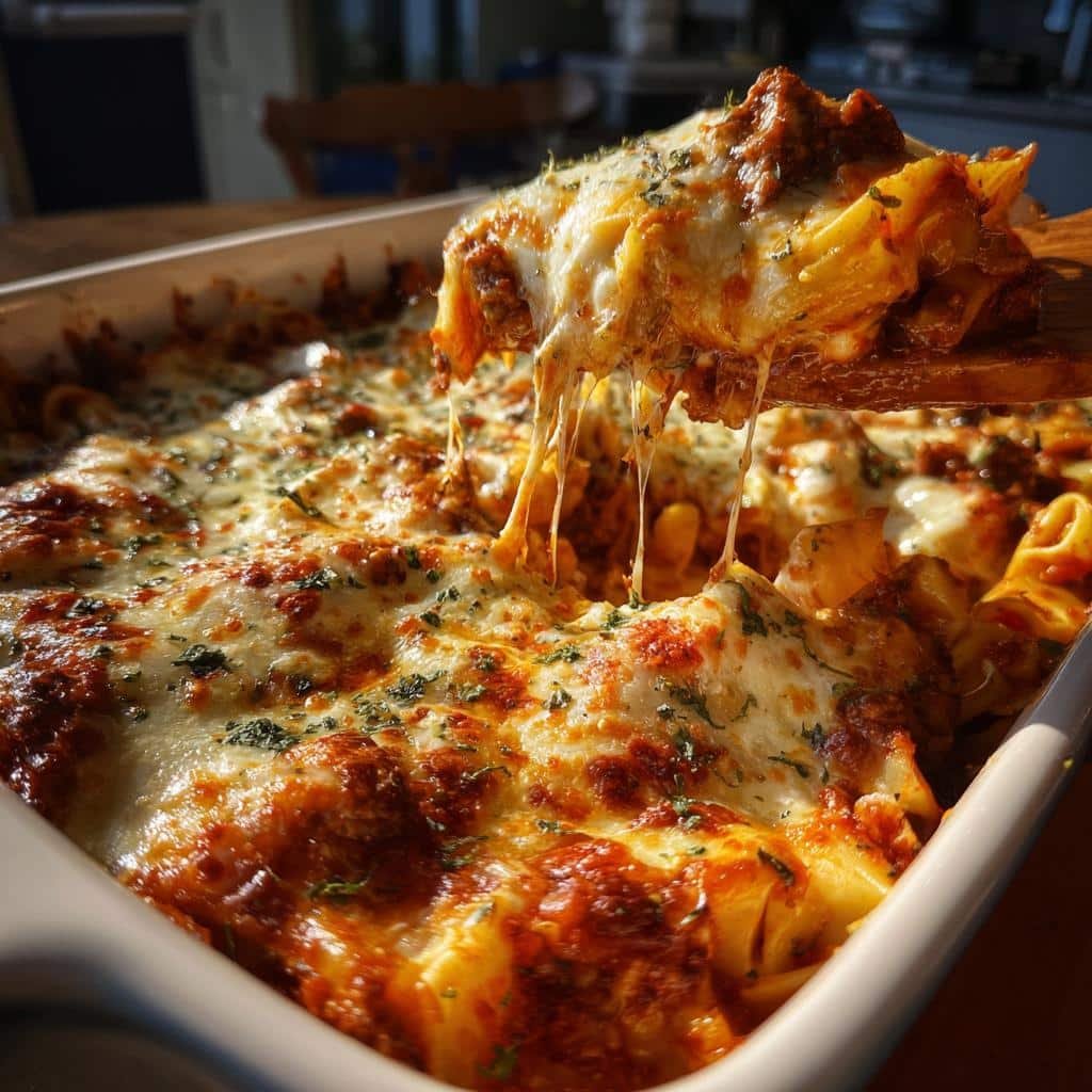 Healthy Golden Cheese Steak Tortellini Casserole