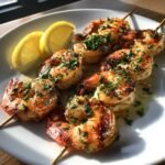 Healthy Grilled Shrimp Skewers with Garlic Lemon Butter