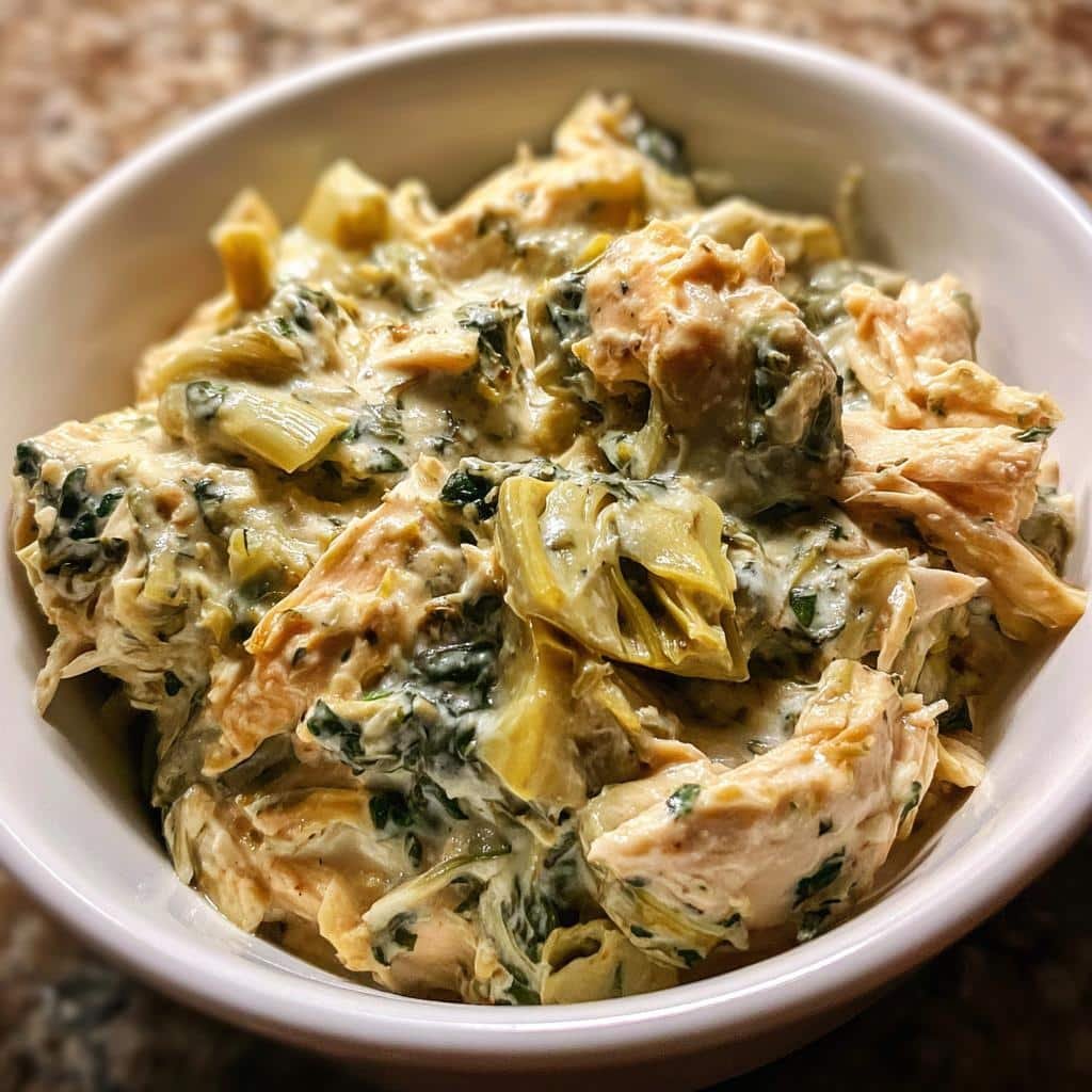 Healthy Homemade Crockpot Spinach Artichoke Chicken - detail 1