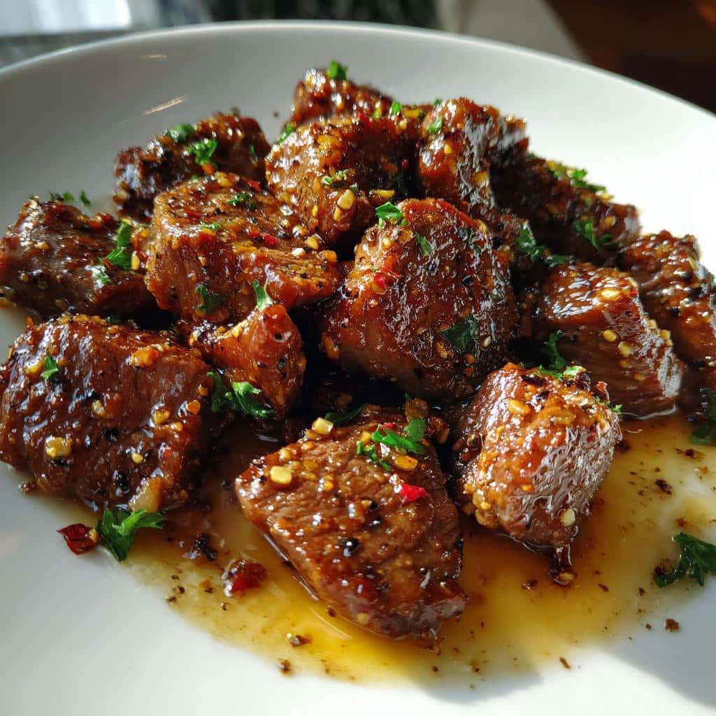 Healthy Homemade Honey Garlic Steak Bites Recipe - detail 1