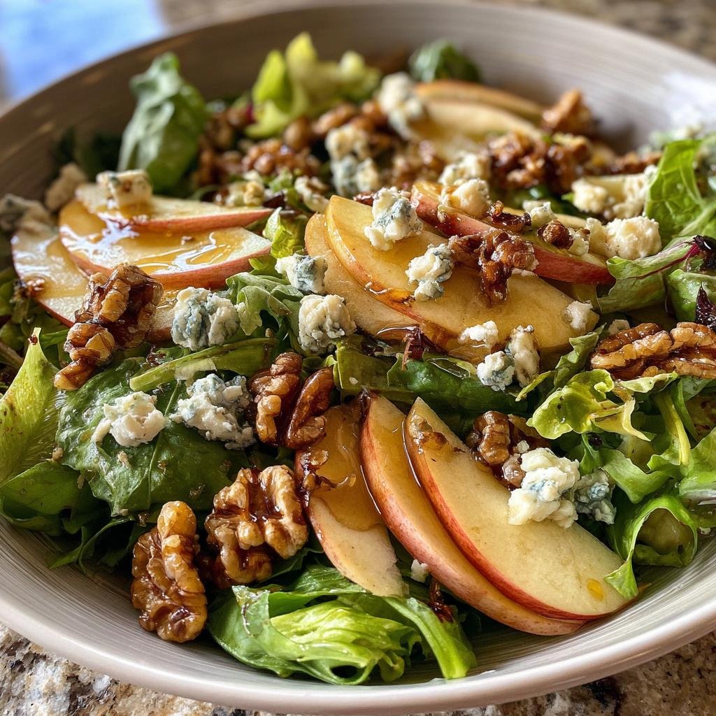 Healthy Honey Crisp Apple Salad with Candied Walnuts and Blue Cheese - detail 1