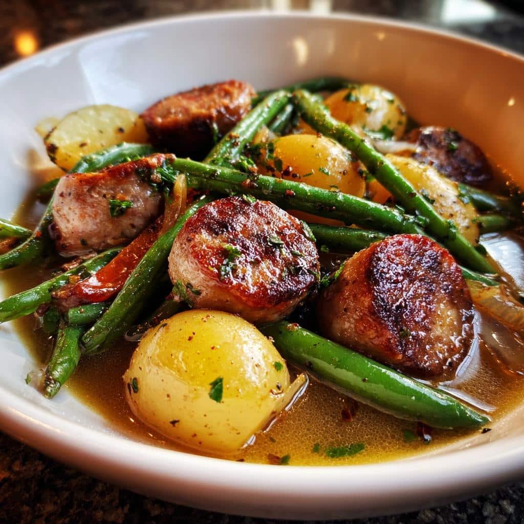 Healthy Italian Sausage, Potatoes & Green Beans in crockpot - detail 1