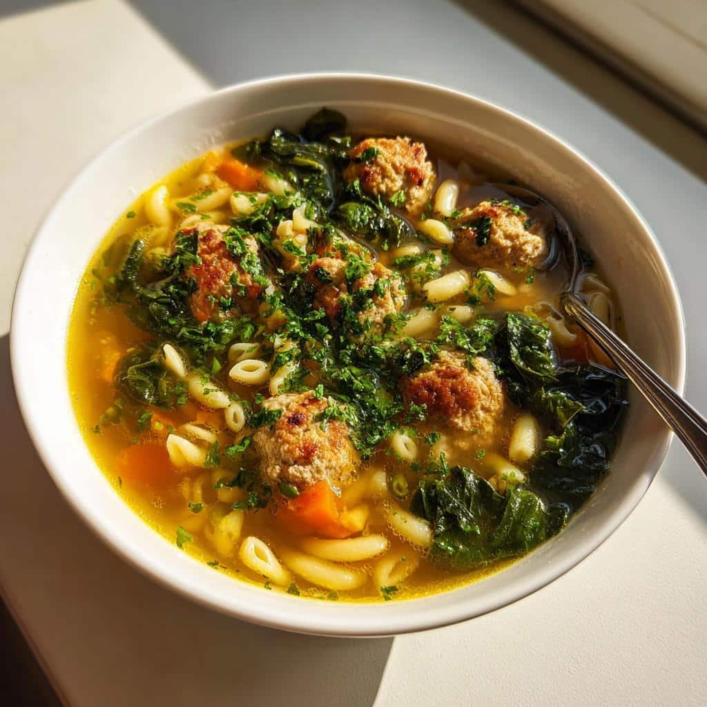Healthy Italian Wedding Soup with Greens - detail 1