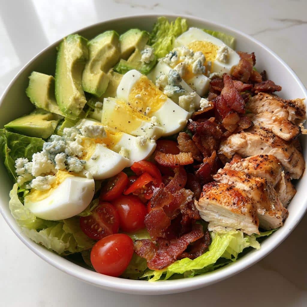 Healthy Keto Cobb Salad with Bacon and Blue Cheese - detail 1