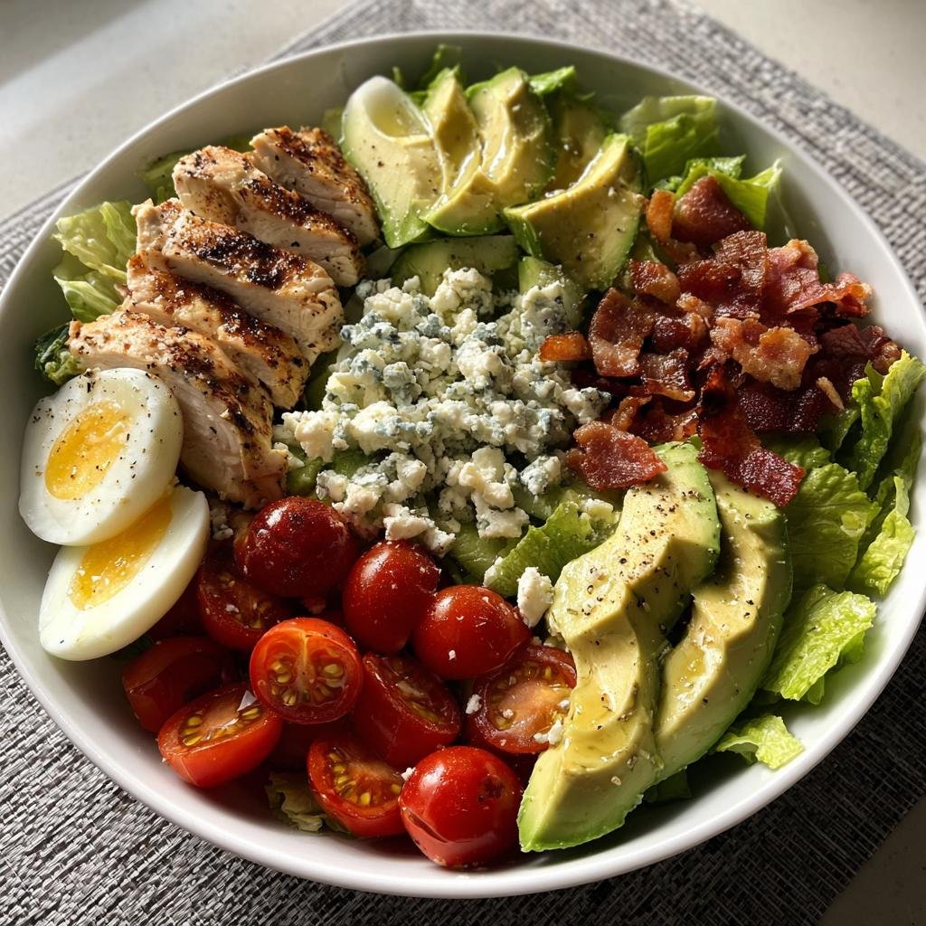 Healthy Keto Cobb Salad with Bacon and Blue Cheese