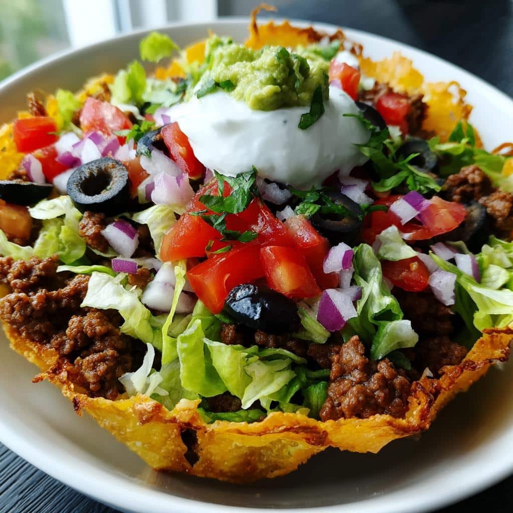 Irresistible Healthy Keto Taco Salad in Cheese Bowl Under 30 Min 4 Healthy Keto Taco Salad in Cheese Bowl - detail 1